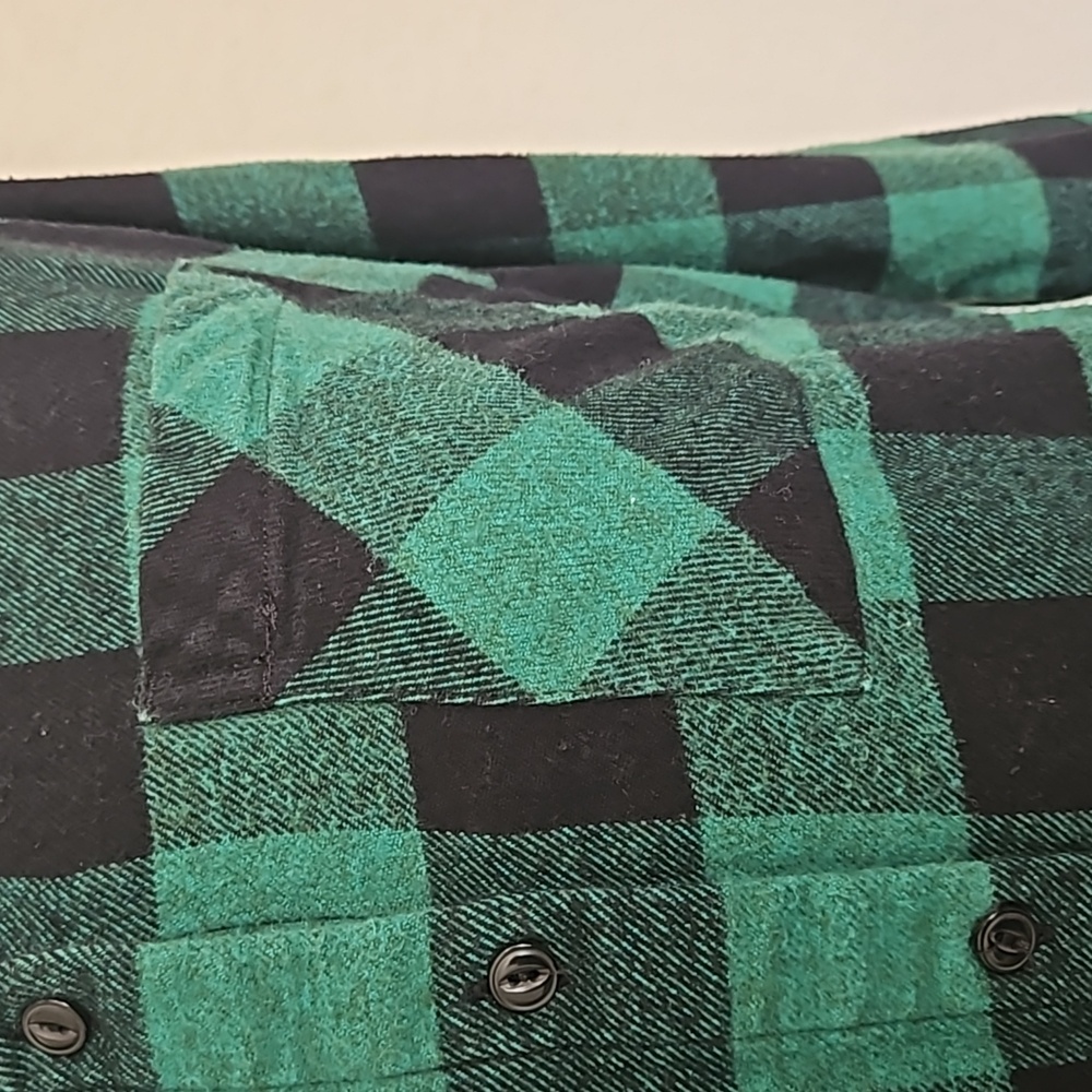 Madewell green/black plaid flannel shacket, size XS - Picture 5 of 10